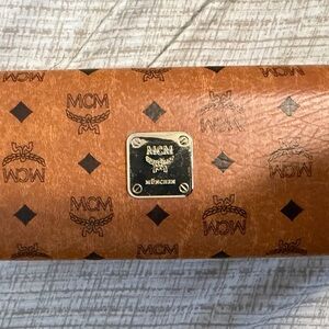 MCM Cognac Wallet with Gold Details